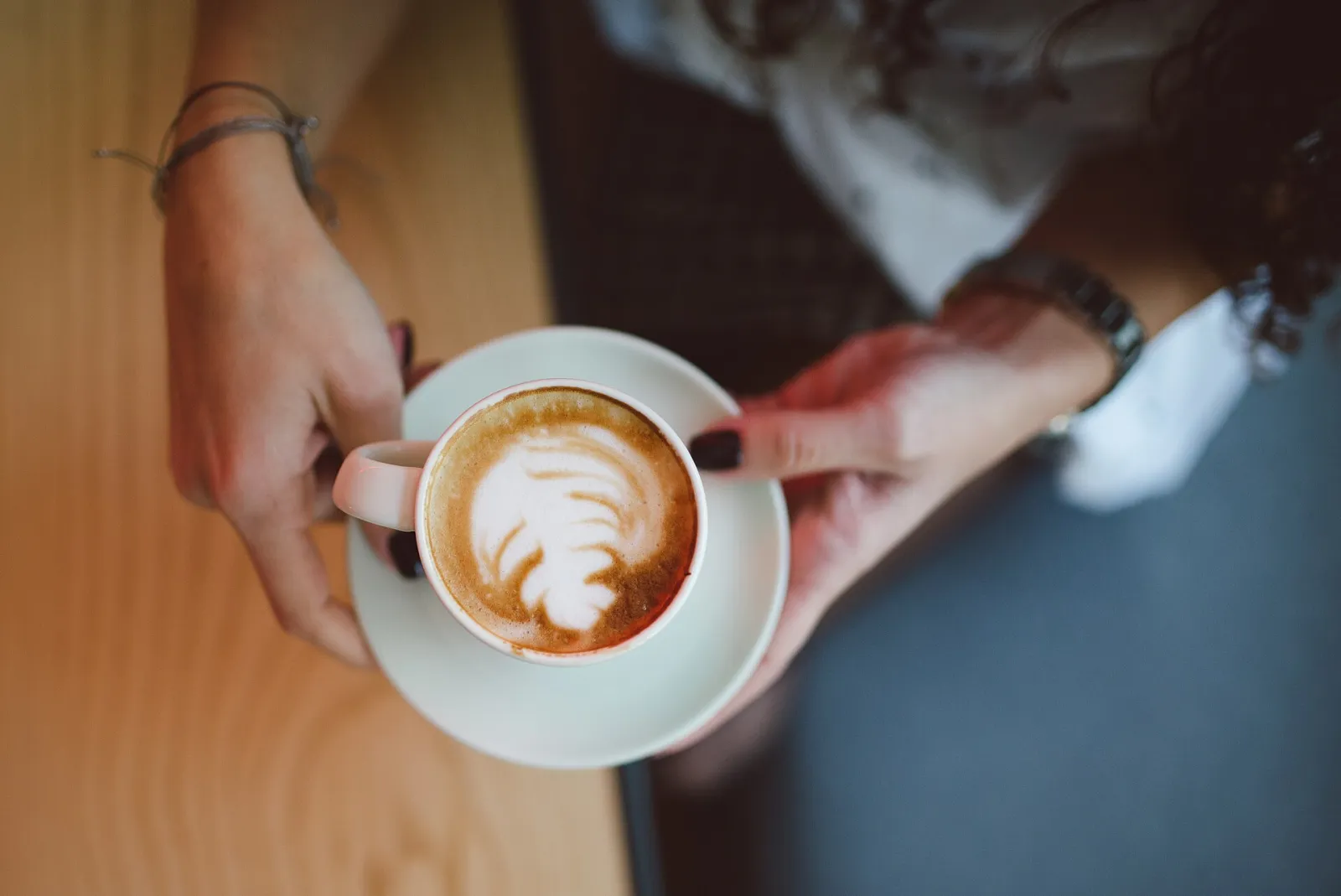 A cappuccino with latte art. The photo was not taken at a Peachtree City cafe.