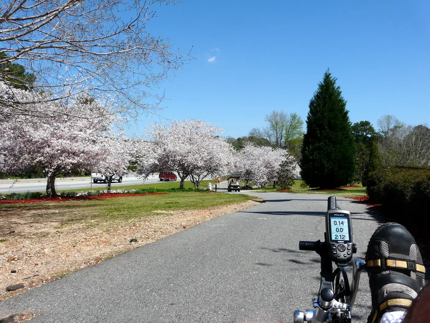 One of the paved multi-use paths in Peachtree City, the kind of path the Classic courses follow