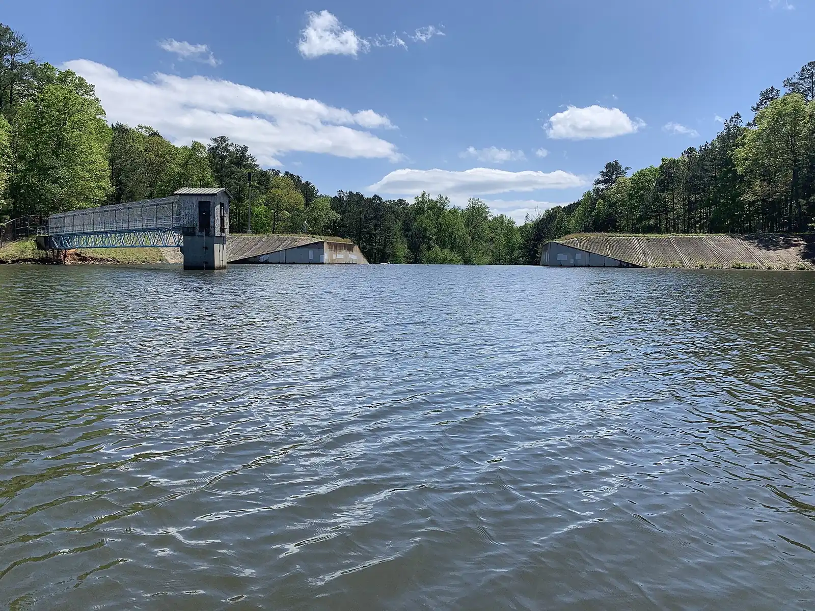 The Lake Kedron dam and spillway in Peachtree City's Kedron village