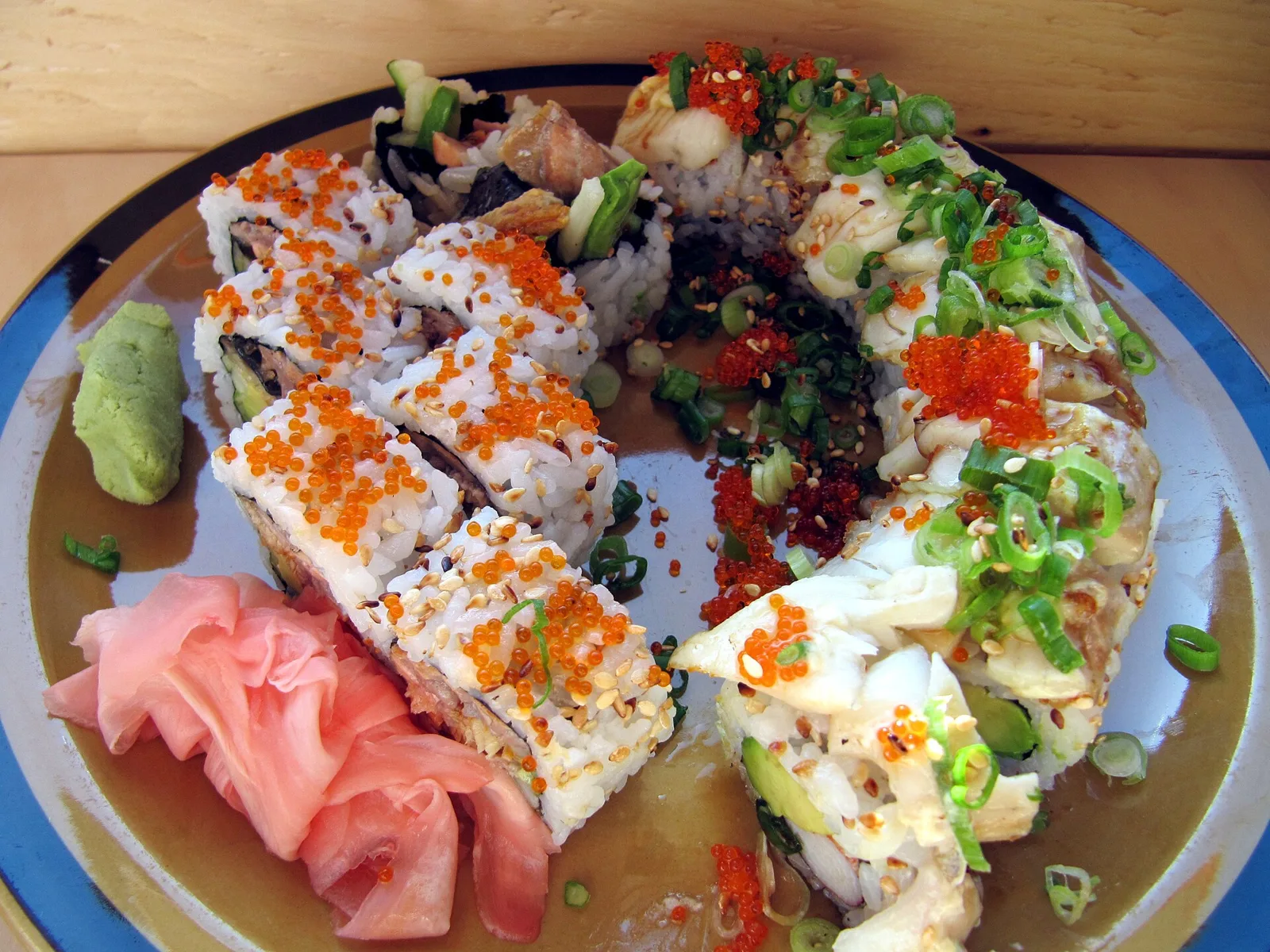 Sushi rolls on a plate. The photo was not taken at a Peachtree City restaurant.