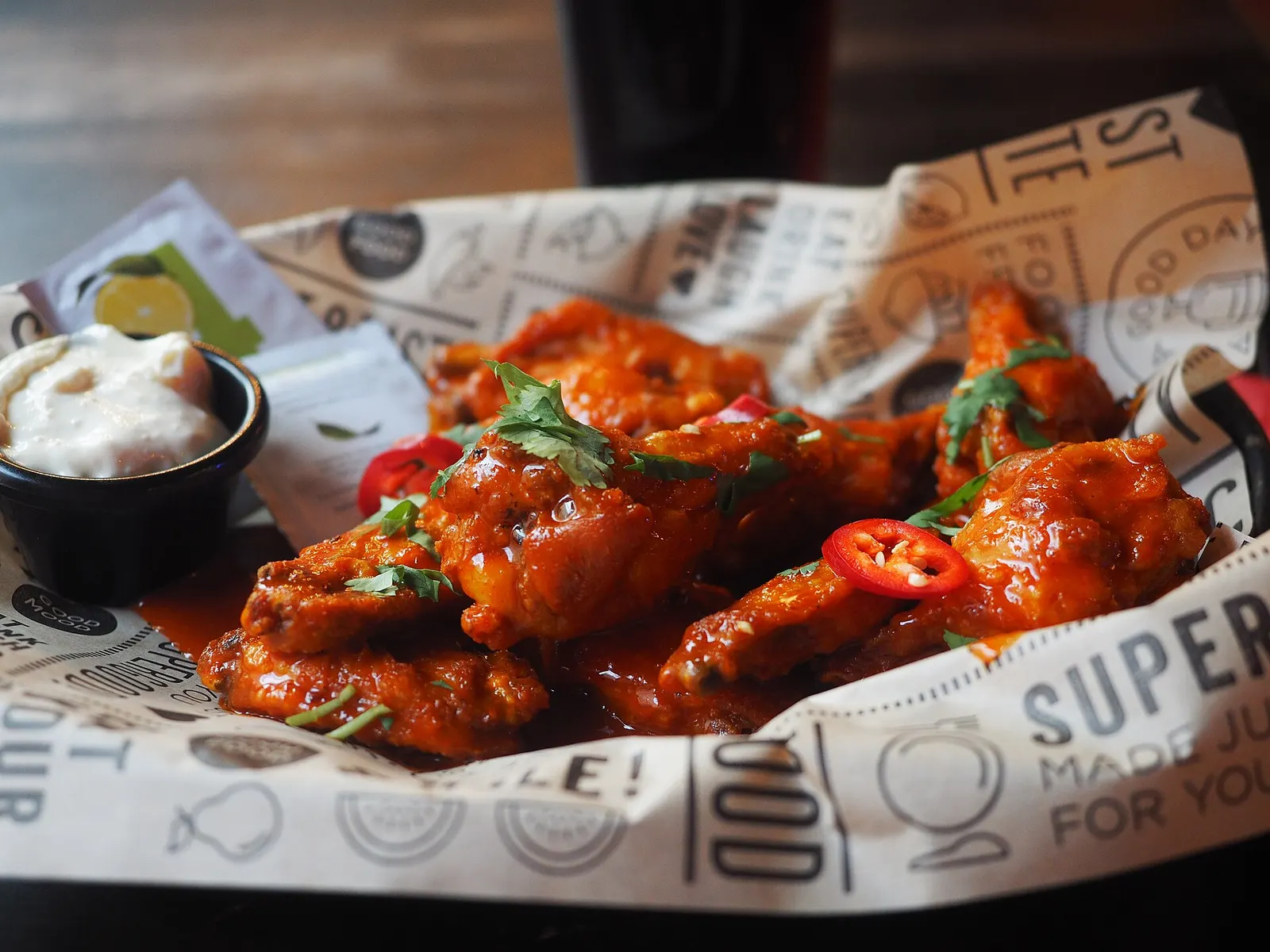 A plate of chicken wings. The photo was not taken at a Peachtree City restaurant.
